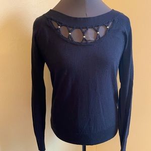 Black Jennifer Lopez sweater with beaded neckline